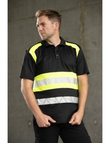 ECO RIVAL KOSZULKA POLO CZARNY/ŻÓŁTY - SEVEN KINGS
