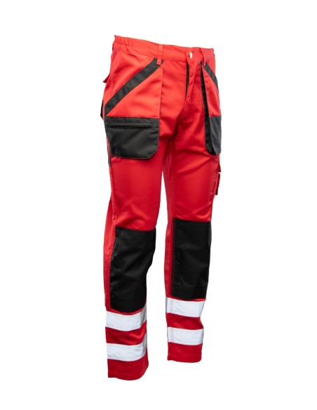 Spodnie robocze czerwone monterskie ochronne z odblaskami BRIXTON PRACTICAL
