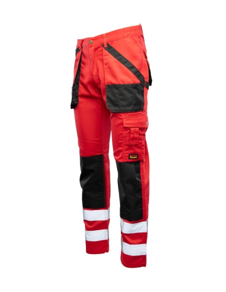 Spodnie robocze czerwone monterskie ochronne z odblaskami BRIXTON PRACTICAL