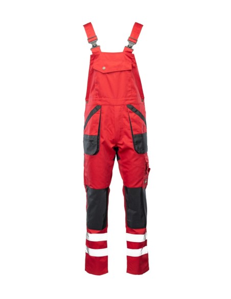 Spodnie robocze ogrodniczki czerwone odblaskowe Brixton Practical