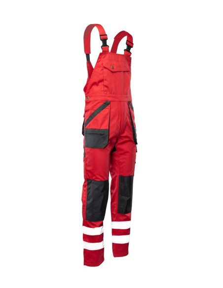 Spodnie robocze ogrodniczki czerwone odblaskowe Brixton Practical