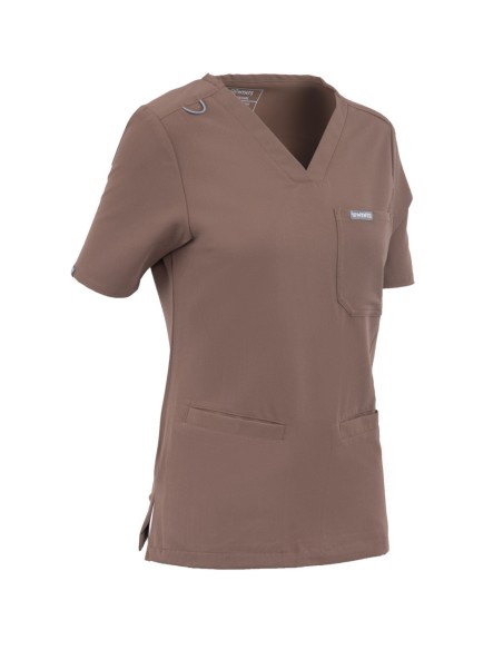 MYNTS Damski Top Trzy Kieszenie Medyczna Odzież Scrubs Two Pockets (Sahara Mokka)