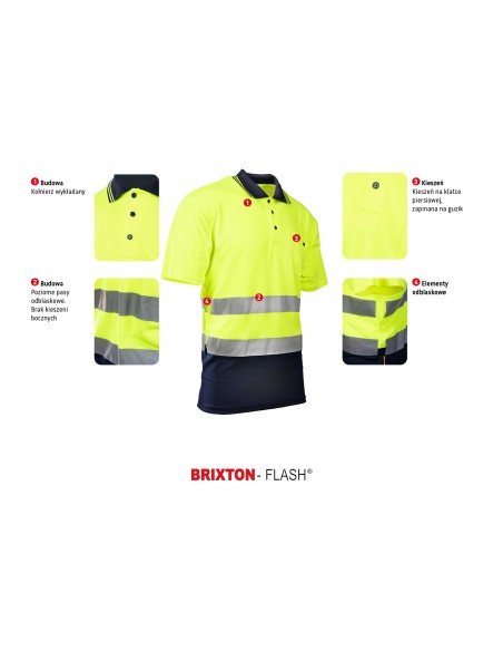 Koszulka polo odblaskowa ostrzegawcza Brixton Flash